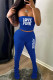 Blue Fashion Sexy Letter Fold Strapless Sleeveless Two Pieces