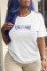 White Casual Street Print Patchwork O Neck T-Shirts