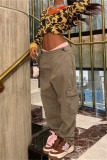 Brown Fashion Casual Solid Patchwork Regular Mid Waist Trousers
