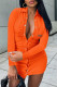 Orange Fashion Sexy Letter Fold Turndown Collar One Step Skirt Dresses