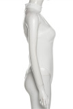 White Fashion Sexy Solid Patchwork Halter Skinny Romper