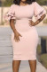 Pink Fashion Casual Solid Flounce O Neck Short Sleeve Dress Dresses