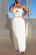 White Fashion Casual Print Patchwork Strapless Sleeveless Two Pieces