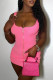 Pink Sexy Casual Solid Patchwork U Neck Vest Dress
