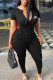 Black Fashion Sportswear Print Patchwork O Neck Jumpsuits
