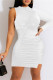 White Fashion Sexy Solid Fold Half A Turtleneck Long Sleeve Dresses