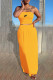 Yellow Fashion Casual Print Patchwork Strapless Sleeveless Two Pieces