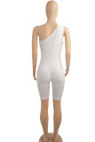 Black Fashion Casual Solid Backless Oblique Collar Sleeveless Skinny Romper