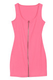 Pink Sexy Casual Solid Patchwork U Neck Vest Dress
