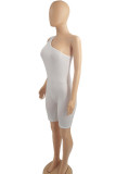 Black Fashion Casual Solid Backless Oblique Collar Sleeveless Skinny Romper