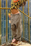 Brown Fashion Casual Solid Patchwork Regular Mid Waist Trousers