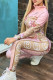 Pink Fashion Sweet Print Patchwork Mandarin Collar Long Sleeve Two Pieces