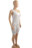 Black Fashion Casual Solid Backless Oblique Collar Sleeveless Skinny Romper