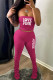 Rose Red Fashion Sexy Letter Fold Strapless Sleeveless Two Pieces