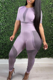 Light Blue Sexy Solid Patchwork O Neck Short Sleeve Two Pieces
