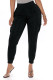 Black Casual Solid Basic Regular High Waist Pencil Trousers