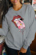 Grey Casual Street Print Patchwork O Neck Tops