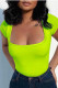 Green Fashion Casual Solid Basic Square Collar Short Sleeve T-Shirts