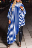 Blue Fashion Casual Daily Striped Patchwork Sequined Half A Turtleneck Tops