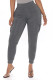 Dark Gray Casual Solid Basic Regular High Waist Pencil Trousers