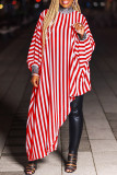 Red Fashion Casual Daily Striped Patchwork Sequined Half A Turtleneck Tops