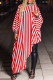 Red Fashion Casual Daily Striped Patchwork Sequined Half A Turtleneck Tops