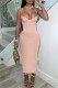 Pink Sexy Casual Solid Backless Spaghetti Strap Long Dress