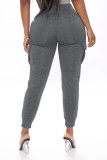 Light Gray Casual Solid Basic Regular High Waist Pencil Trousers