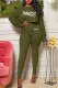 Green Fashion Casual Print Patchwork O Neck Long Sleeve Two Pieces