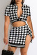 White Fashion Sexy Print Patchwork Slit Short Sleeve Two Pieces