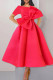 Rose Red Fashion Solid Patchwork With Bow Oblique Collar Evening Dress