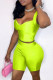 Yellow Sexy Casual Solid Backless V Neck Sleeveless Two Pieces