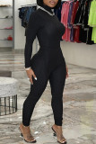 Grey Fashion Sportswear Solid Basic Turtleneck Long Sleeve Two Pieces