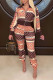 Orange Fashion Elegant Print Patchwork Mandarin Collar Long Sleeve Two Pieces