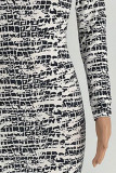 Black Gray Fashion Sexy Print Patchwork O Neck One Step Skirt Dresses