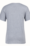 White Street Print Patchwork O Neck T-Shirts