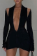 Black Sexy Solid Hollowed Out Halter Pencil Skirt Dresses