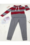 Grey Sexy Two Piece Suits Striped pencil Long Sleeve 