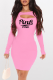 Pink Casual Print Hollowed Out Patchwork O Neck Pencil Skirt Dresses