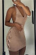 Khaki Fashion Sexy Solid Bandage Backless Halter Sleeveless Dress Dresses
