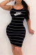 Black Fashion Sweet Striped Patchwork Spaghetti Strap One Step Skirt Dresses