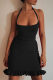 Black Sexy Solid Patchwork Halter Trumpet Mermaid Dresses