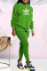 Green Fashion Casual Print Patchwork O Neck Long Sleeve Two Pieces