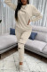 Apricot Fashion Casual Solid Patchwork Zipper O Neck Long Sleeve Two Pieces
