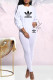 White Fashion Casual Print Patchwork O Neck Long Sleeve Two Pieces