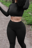 Pink Casual Sportswear Solid Basic Zipper Collar Long Sleeve Two Pieces