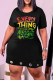 Black Fashion Casual Letter Print Basic O Neck Short Sleeve Dress