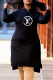Black Fashion Casual Print Patchwork Hooded Collar Dresses