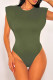Army Green Fashion Casual Solid Basic O Neck Skinny Romper