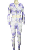 Pink Casual Print Patchwork Frenulum Long Sleeve Two Pieces